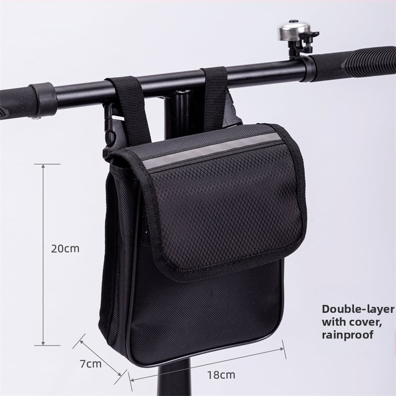 Велосипедна предна чанта за ръкохватка, водоустойчива, с двойно отделение за телефон