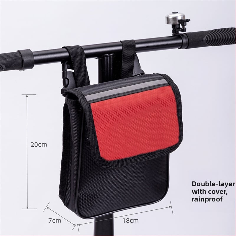 Велосипедна предна чанта за ръкохватка, водоустойчива, с двойно отделение за телефон