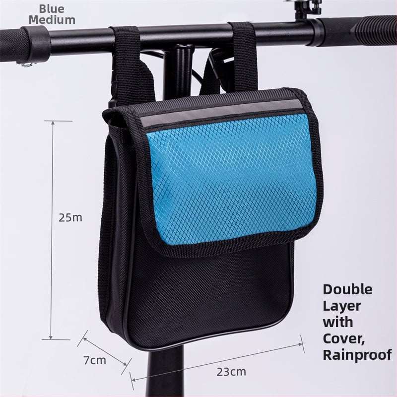 Велосипедна предна чанта за ръкохватка, водоустойчива, с двойно отделение за телефон
