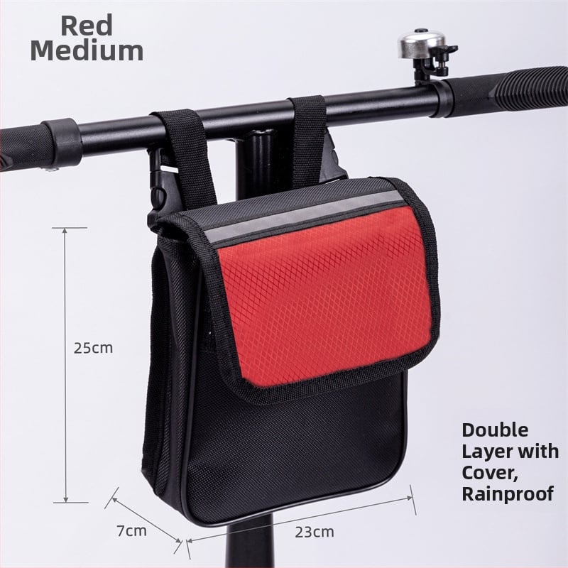 Велосипедна предна чанта за ръкохватка, водоустойчива, с двойно отделение за телефон