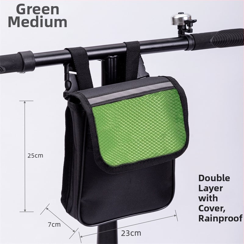 Велосипедна предна чанта за ръкохватка, водоустойчива, с двойно отделение за телефон