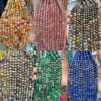 6x8 mm prirodni kamen ahat i turmalin, kotačasto rezane fasetirane perle, polugotovi dijelovi za DIY nakit za ogrlicu i narukvicu