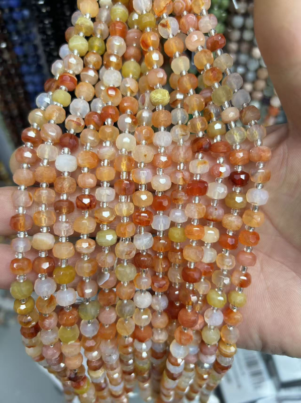 6x8 mm prirodni kamen ahat i turmalin, kotačasto rezane fasetirane perle, polugotovi dijelovi za DIY nakit za ogrlicu i narukvicu