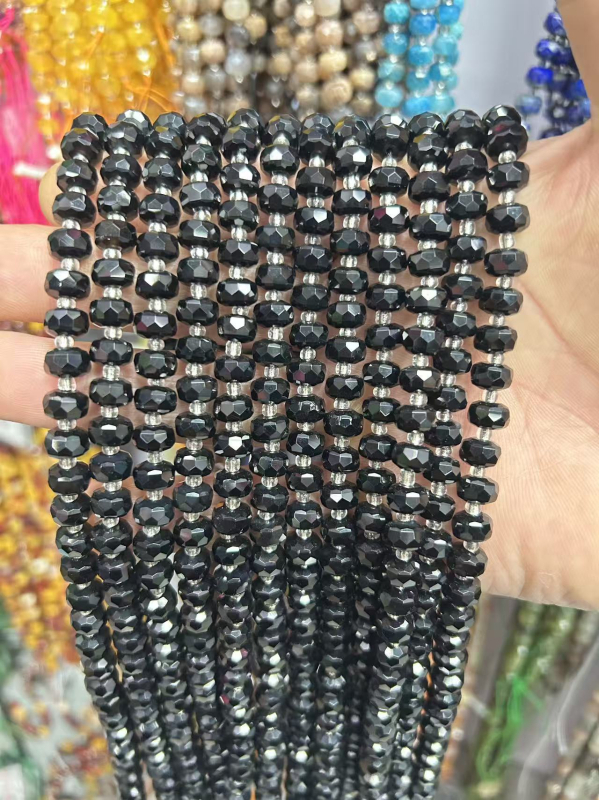6x8 mm prirodni kamen ahat i turmalin, kotačasto rezane fasetirane perle, polugotovi dijelovi za DIY nakit za ogrlicu i narukvicu