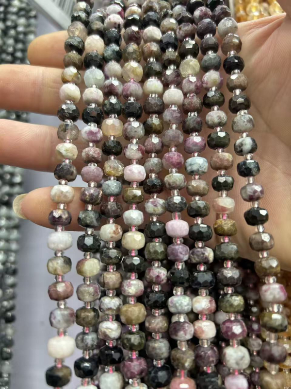 6x8 mm prirodni kamen ahat i turmalin, kotačasto rezane fasetirane perle, polugotovi dijelovi za DIY nakit za ogrlicu i narukvicu