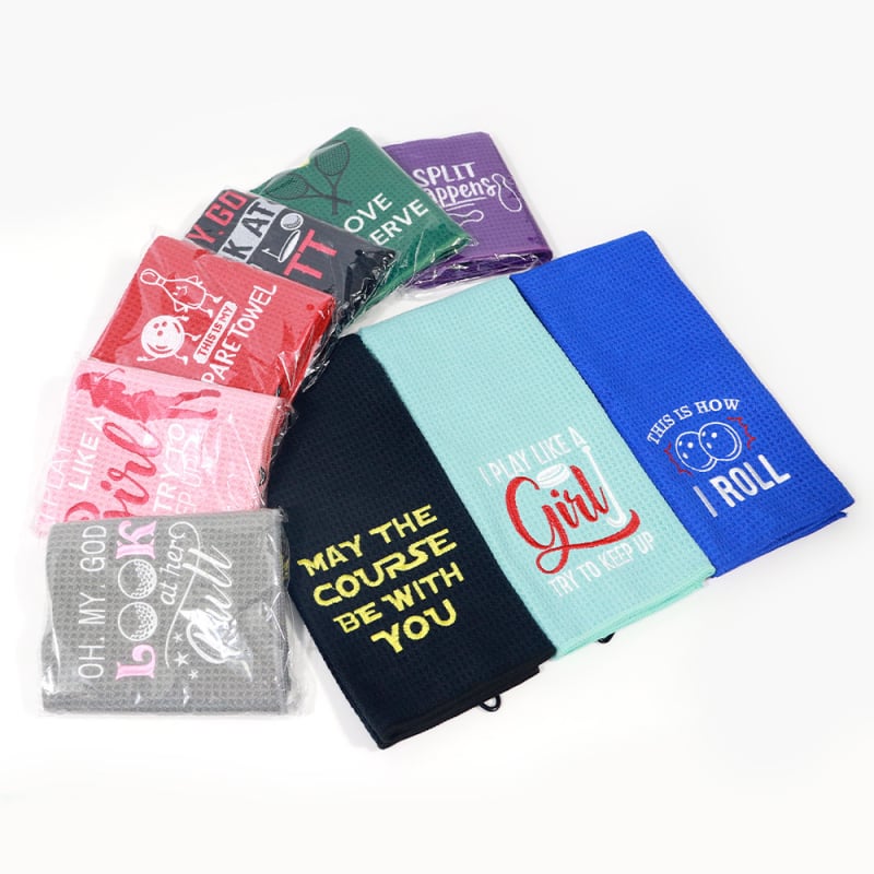 Golfo rankšluostis iš mikropluošto su vafliniu raštu, 260 g, paprastas audinys, logotipas spausdintas.