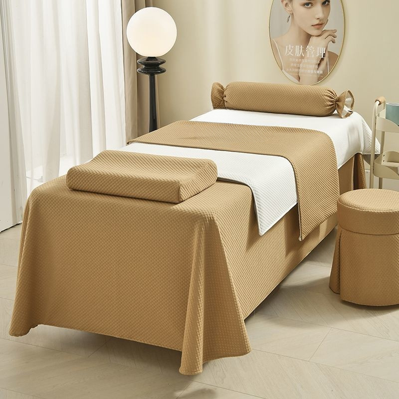 Premium minimalistički set prekrivača za krevet za kozmetički salon, 4 komada, za sve sezone, bambus vlakna, jednobojan ili s cvjetnim uzorkom.