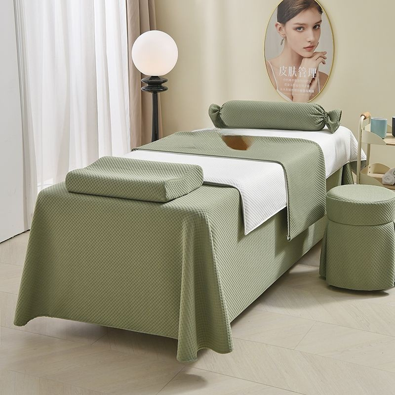 Premium minimalistički set prekrivača za krevet za kozmetički salon, 4 komada, za sve sezone, bambus vlakna, jednobojan ili s cvjetnim uzorkom.