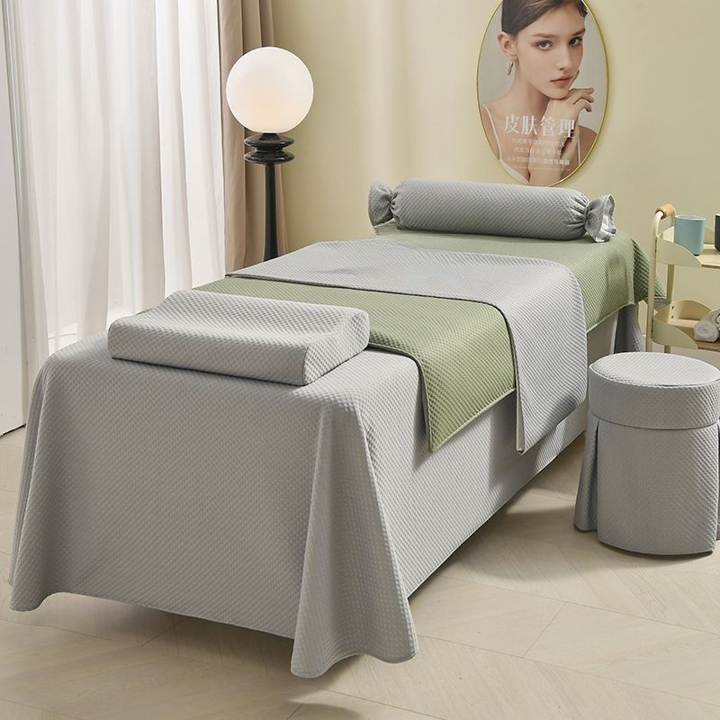 Premium minimalistički set prekrivača za krevet za kozmetički salon, 4 komada, za sve sezone, bambus vlakna, jednobojan ili s cvjetnim uzorkom.