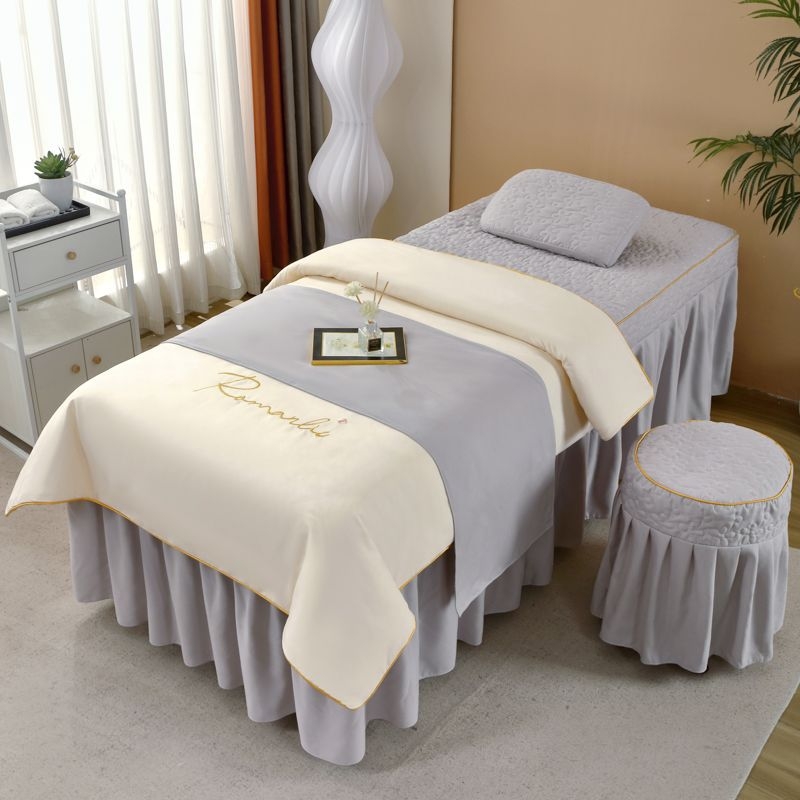 Ice Silk set posteljine, 4 komada, za krevet od 0,9 m, jednofarbni minimalistički stil, za sve sezone, za kozmetički salon