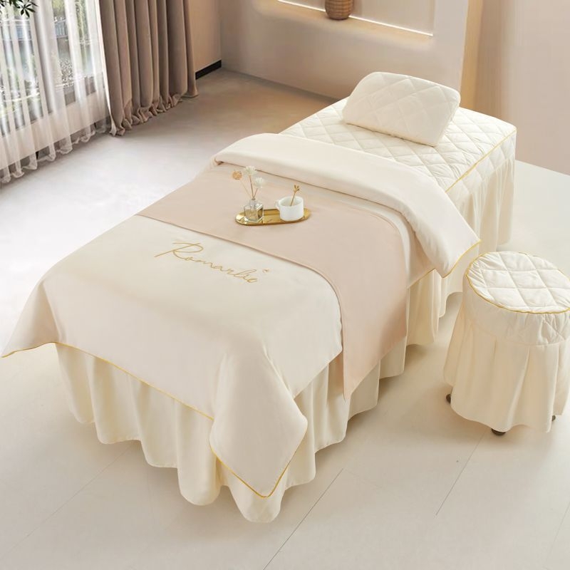 Ice Silk set posteljine, 4 komada, za krevet od 0,9 m, jednofarbni minimalistički stil, za sve sezone, za kozmetički salon