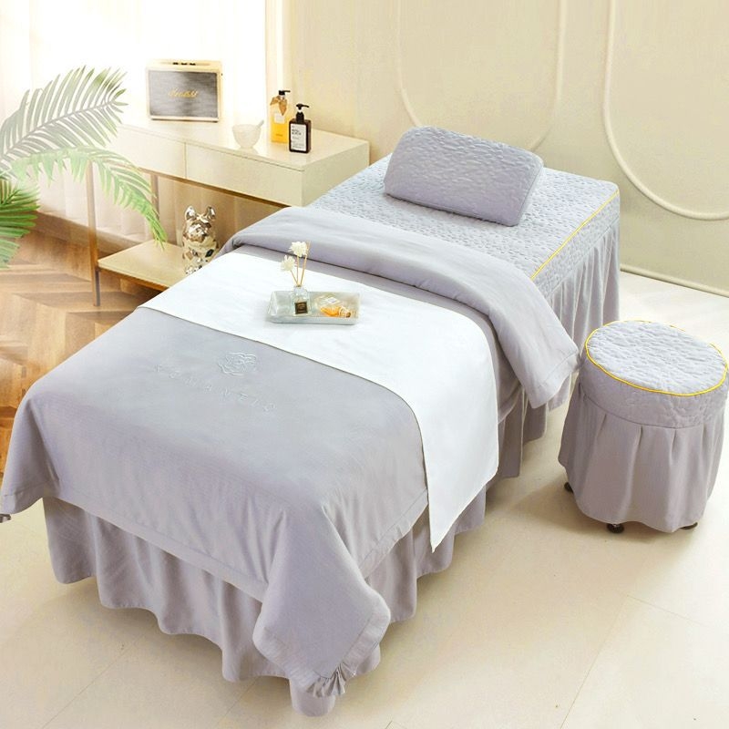 Ice Silk set posteljine, 4 komada, za krevet od 0,9 m, jednofarbni minimalistički stil, za sve sezone, za kozmetički salon