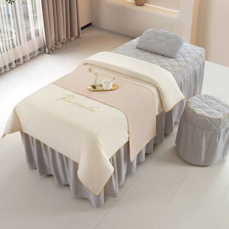 Ice Silk set posteljine, 4 komada, za krevet od 0,9 m, jednofarbni minimalistički stil, za sve sezone, za kozmetički salon