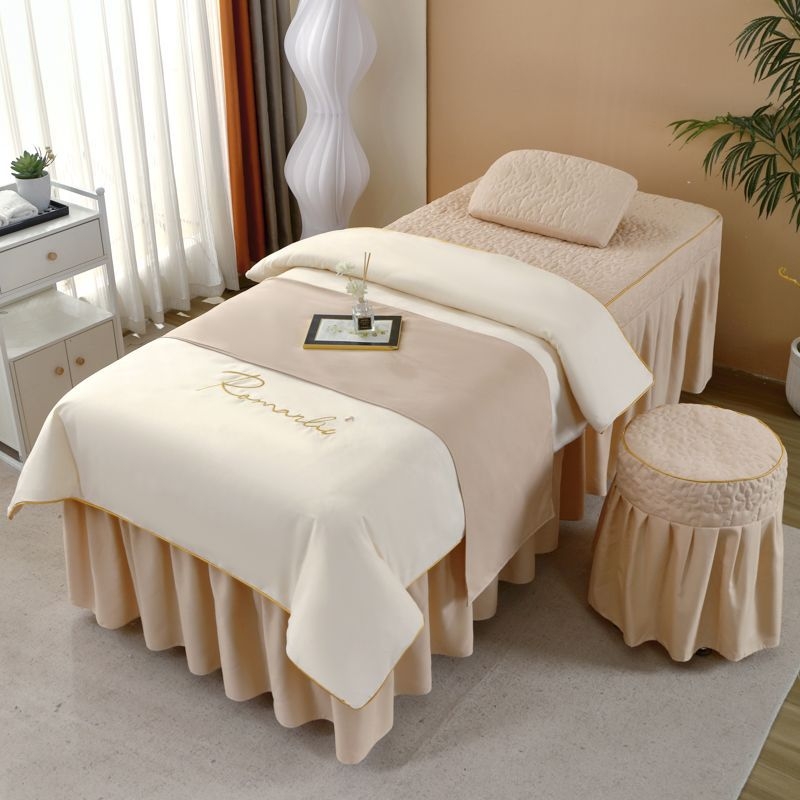 Ice Silk set posteljine, 4 komada, za krevet od 0,9 m, jednofarbni minimalistički stil, za sve sezone, za kozmetički salon