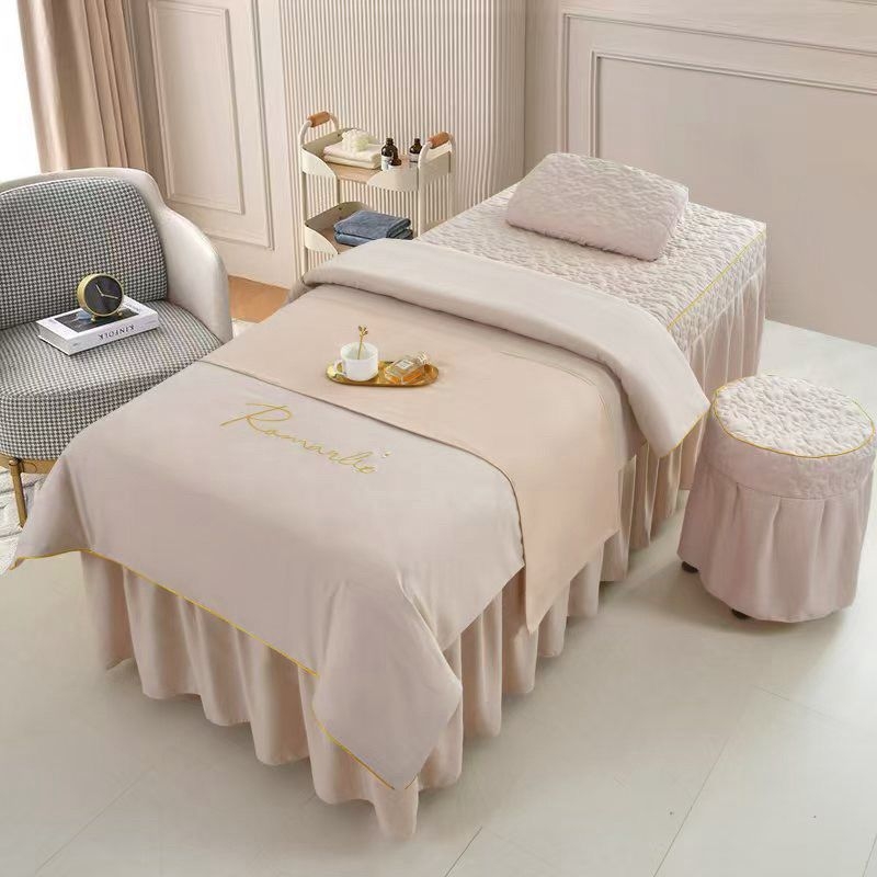 Ice Silk set posteljine, 4 komada, za krevet od 0,9 m, jednofarbni minimalistički stil, za sve sezone, za kozmetički salon