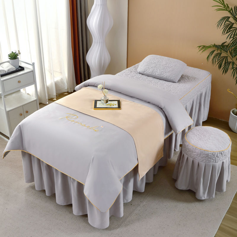 Ice Silk set posteljine, 4 komada, za krevet od 0,9 m, jednofarbni minimalistički stil, za sve sezone, za kozmetički salon