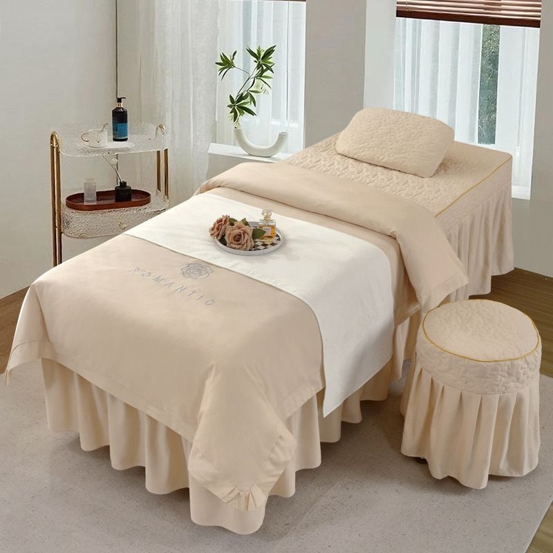 Ice Silk set posteljine, 4 komada, za krevet od 0,9 m, jednofarbni minimalistički stil, za sve sezone, za kozmetički salon