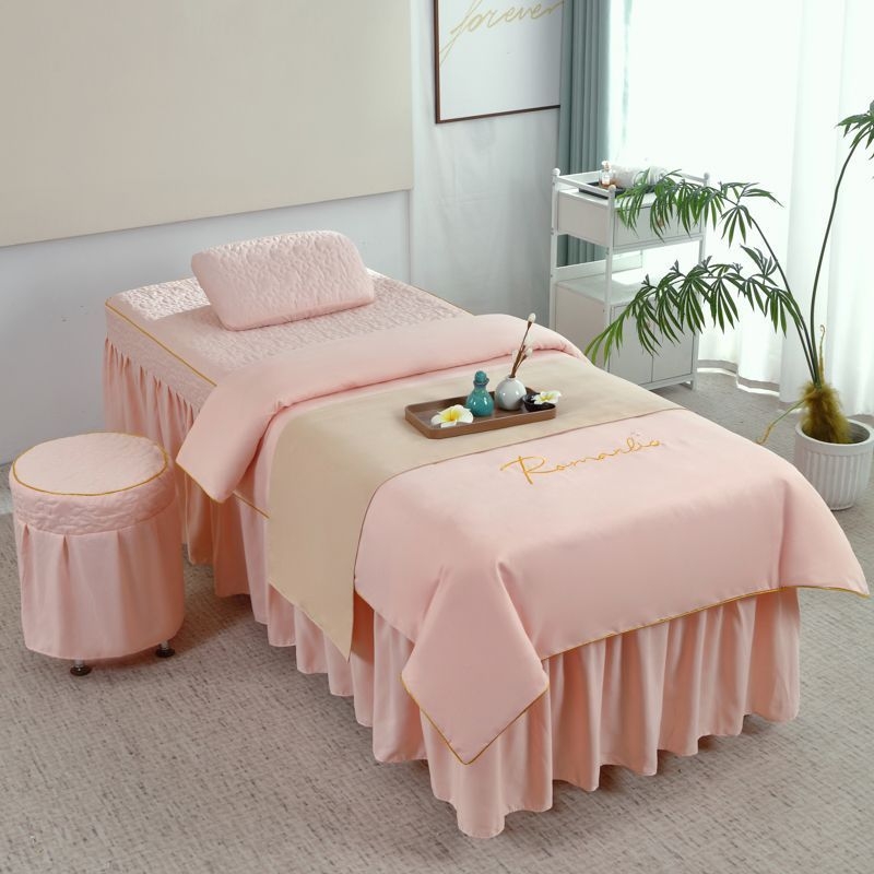Ice Silk set posteljine, 4 komada, za krevet od 0,9 m, jednofarbni minimalistički stil, za sve sezone, za kozmetički salon