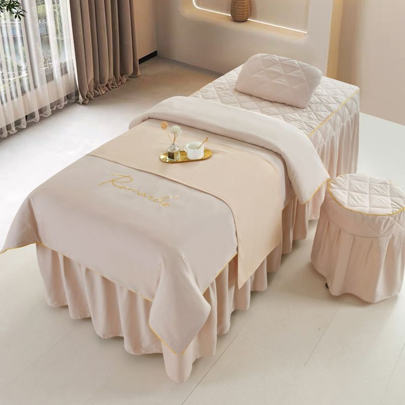 Ice Silk set posteljine, 4 komada, za krevet od 0,9 m, jednofarbni minimalistički stil, za sve sezone, za kozmetički salon