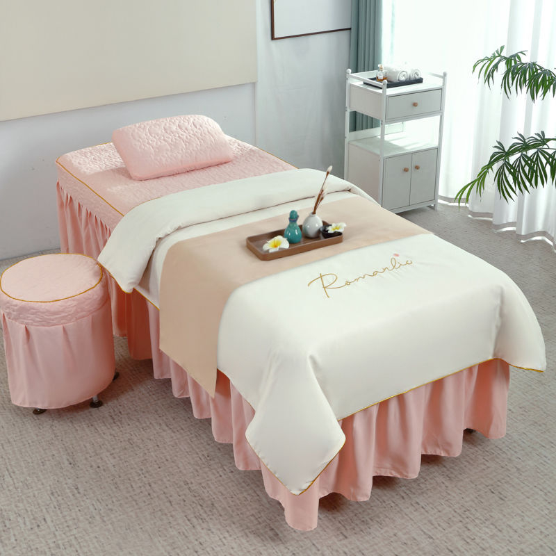 Ice Silk set posteljine, 4 komada, za krevet od 0,9 m, jednofarbni minimalistički stil, za sve sezone, za kozmetički salon