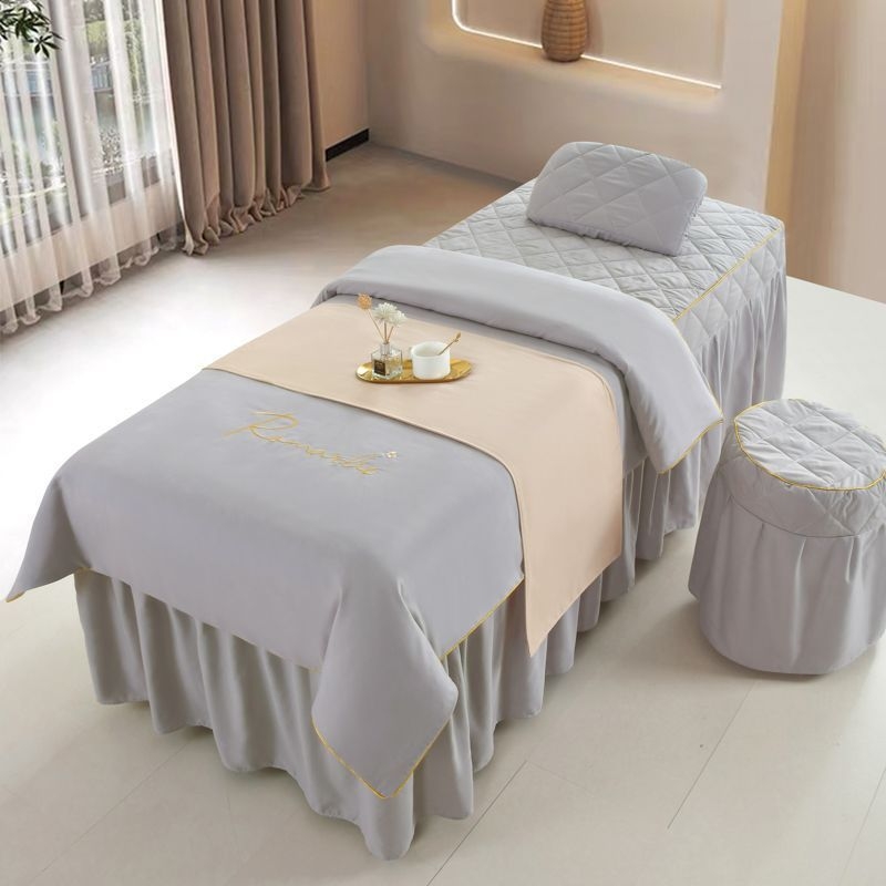 Ice Silk set posteljine, 4 komada, za krevet od 0,9 m, jednofarbni minimalistički stil, za sve sezone, za kozmetički salon
