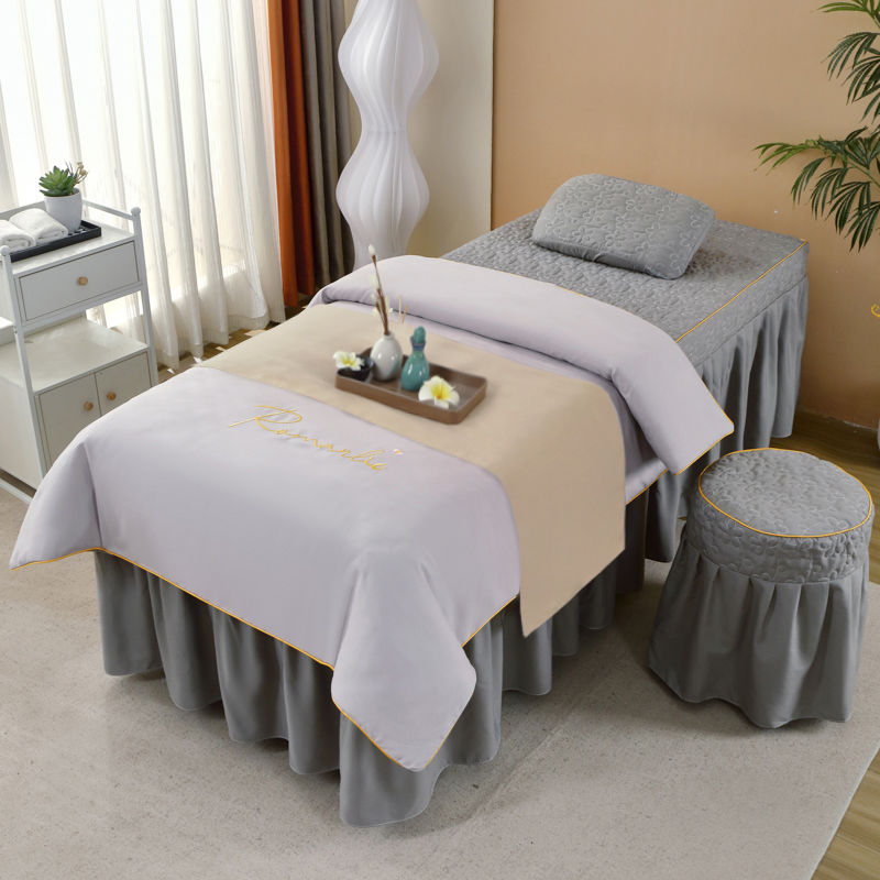 Ice Silk set posteljine, 4 komada, za krevet od 0,9 m, jednofarbni minimalistički stil, za sve sezone, za kozmetički salon