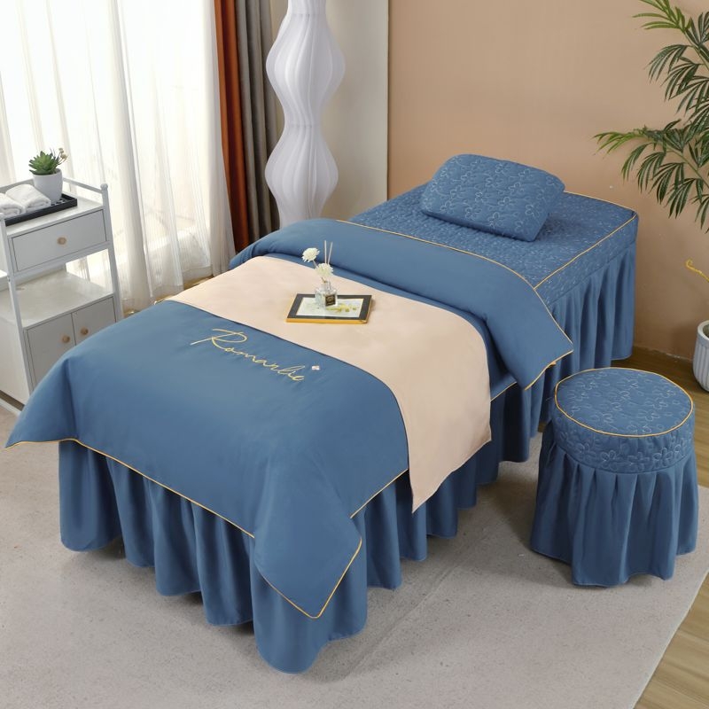 Ice Silk set posteljine, 4 komada, za krevet od 0,9 m, jednofarbni minimalistički stil, za sve sezone, za kozmetički salon