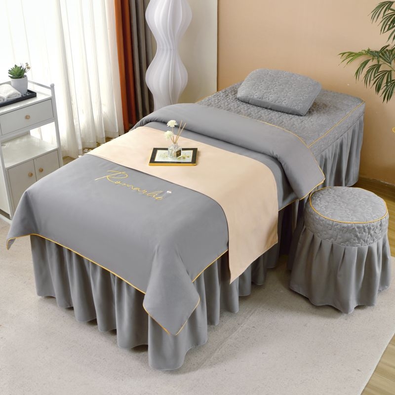 Ice Silk set posteljine, 4 komada, za krevet od 0,9 m, jednofarbni minimalistički stil, za sve sezone, za kozmetički salon