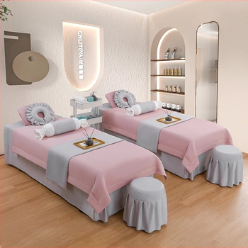 Četverodijelni set navlaka za beauty krevet, jednobojni, za krevet 0.9 m, twill tkanina, reaktivno bojanje