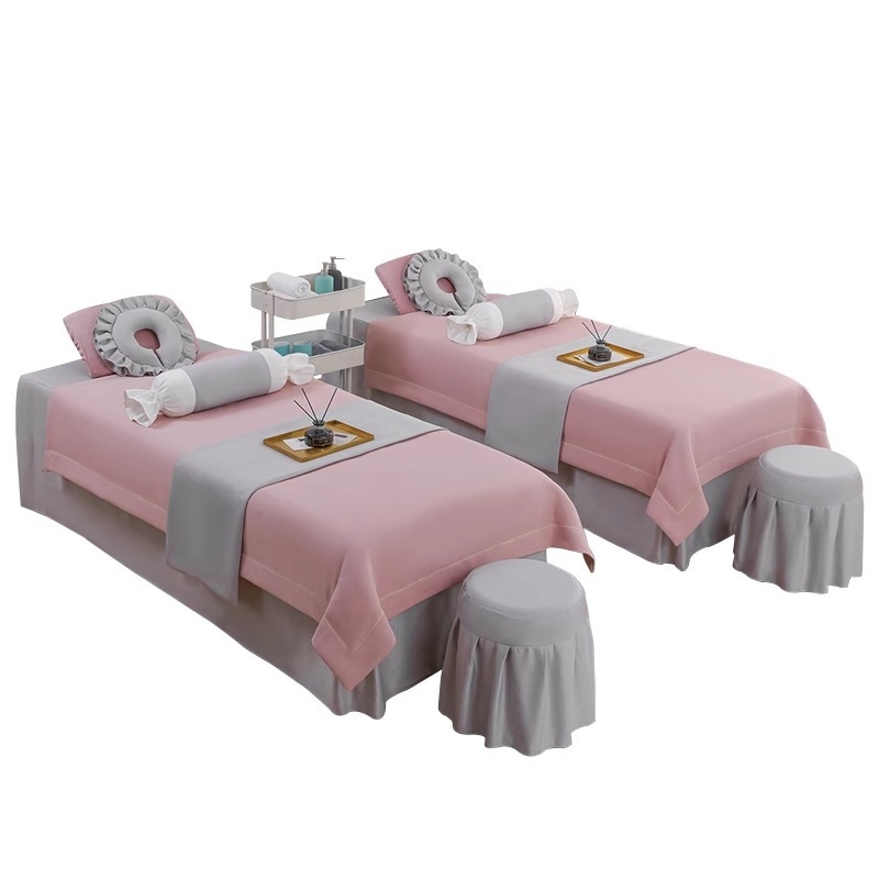 Četverodijelni set navlaka za beauty krevet, jednobojni, za krevet 0.9 m, twill tkanina, reaktivno bojanje