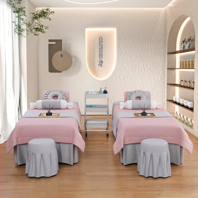Četverodijelni set navlaka za beauty krevet, jednobojni, za krevet 0.9 m, twill tkanina, reaktivno bojanje