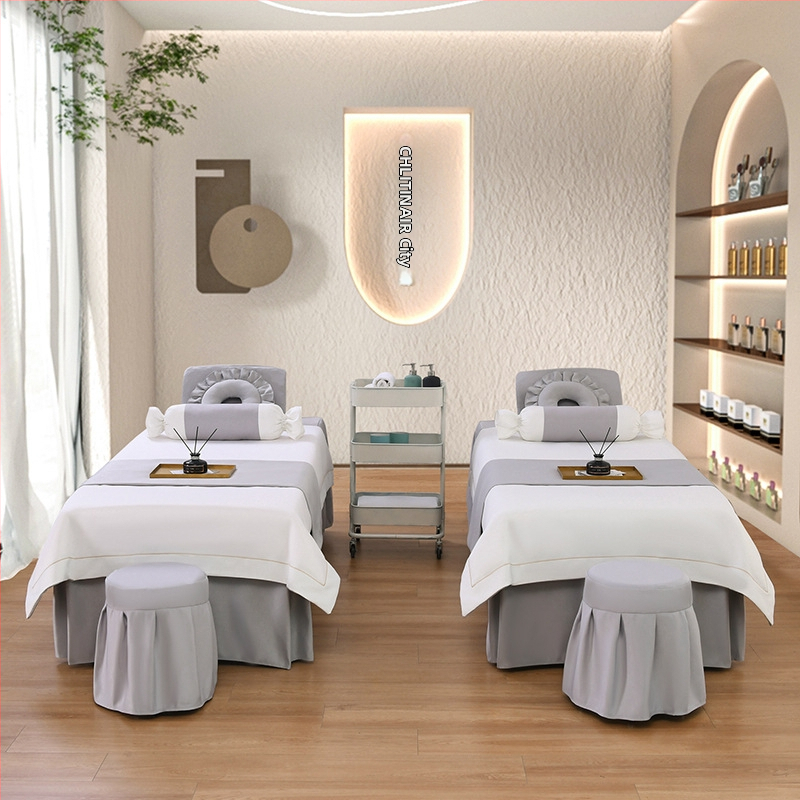 Četverodijelni set navlaka za beauty krevet, jednobojni, za krevet 0.9 m, twill tkanina, reaktivno bojanje