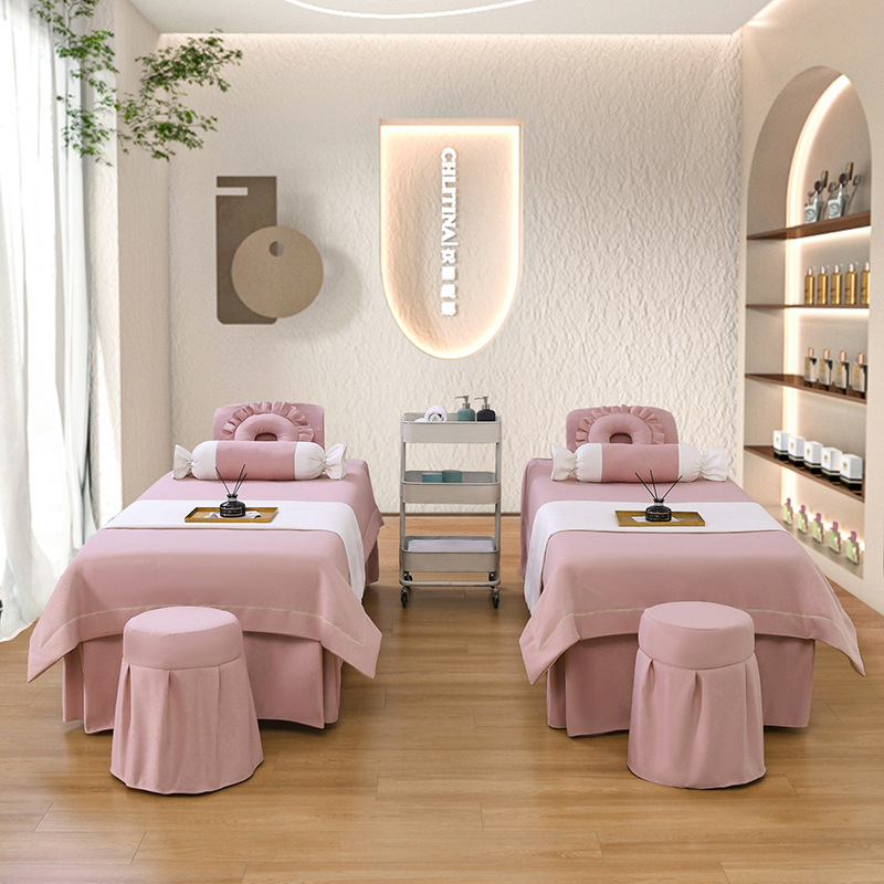 Četverodijelni set navlaka za beauty krevet, jednobojni, za krevet 0.9 m, twill tkanina, reaktivno bojanje