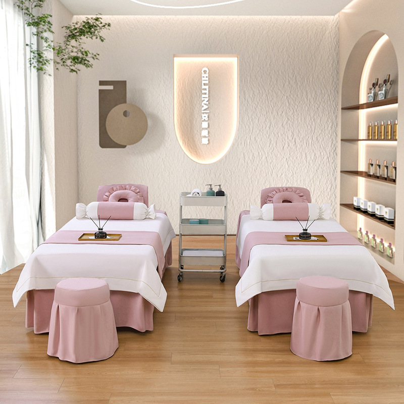 Četverodijelni set navlaka za beauty krevet, jednobojni, za krevet 0.9 m, twill tkanina, reaktivno bojanje