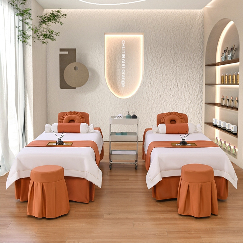 Četverodijelni set navlaka za beauty krevet, jednobojni, za krevet 0.9 m, twill tkanina, reaktivno bojanje