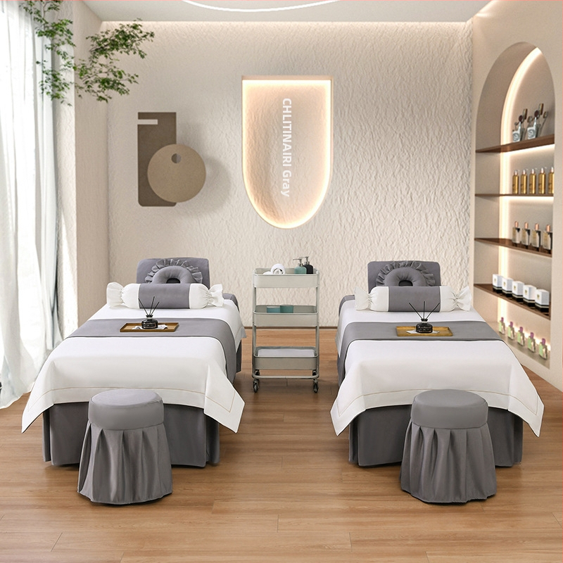 Četverodijelni set navlaka za beauty krevet, jednobojni, za krevet 0.9 m, twill tkanina, reaktivno bojanje