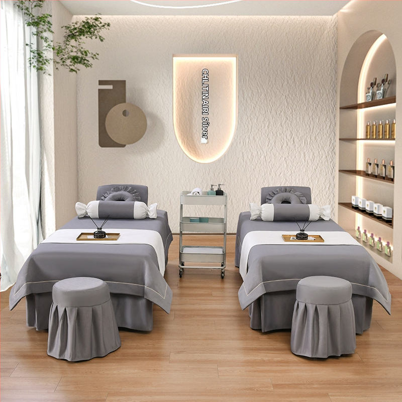 Četverodijelni set navlaka za beauty krevet, jednobojni, za krevet 0.9 m, twill tkanina, reaktivno bojanje