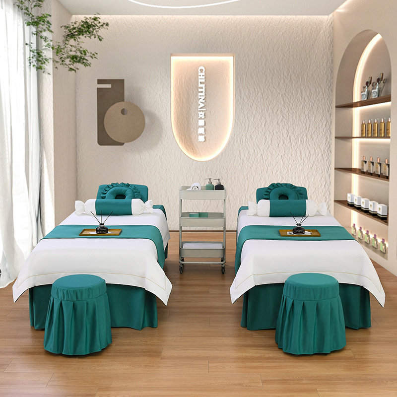 Četverodijelni set navlaka za beauty krevet, jednobojni, za krevet 0.9 m, twill tkanina, reaktivno bojanje