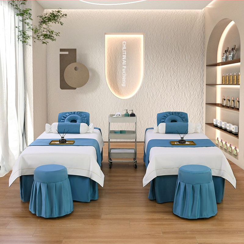 Četverodijelni set navlaka za beauty krevet, jednobojni, za krevet 0.9 m, twill tkanina, reaktivno bojanje
