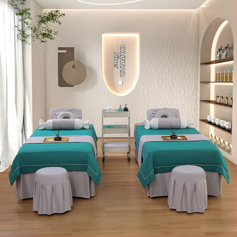 Četverodijelni set navlaka za beauty krevet, jednobojni, za krevet 0.9 m, twill tkanina, reaktivno bojanje