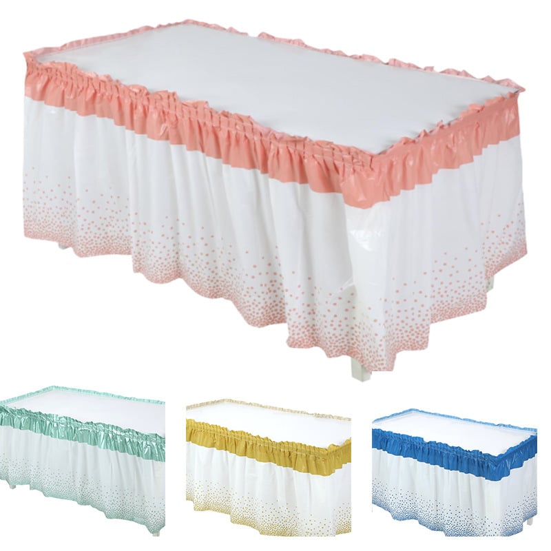 Stalo sijonas, PEVA, taškuotas raštas, stačiakampio formos, modernus minimalistinis stilius, tinkama gimtadienio dekoracijoms