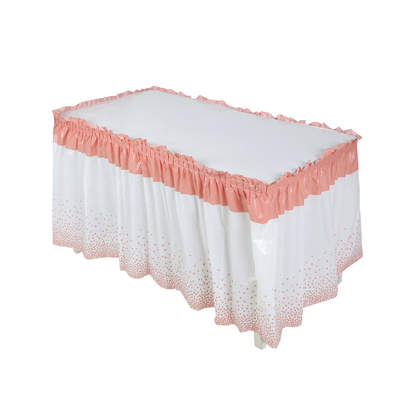 Stalo sijonas, PEVA, taškuotas raštas, stačiakampio formos, modernus minimalistinis stilius, tinkama gimtadienio dekoracijoms