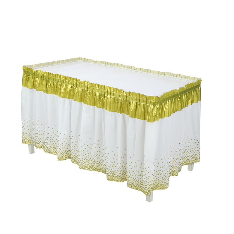 Stalo sijonas, PEVA, taškuotas raštas, stačiakampio formos, modernus minimalistinis stilius, tinkama gimtadienio dekoracijoms