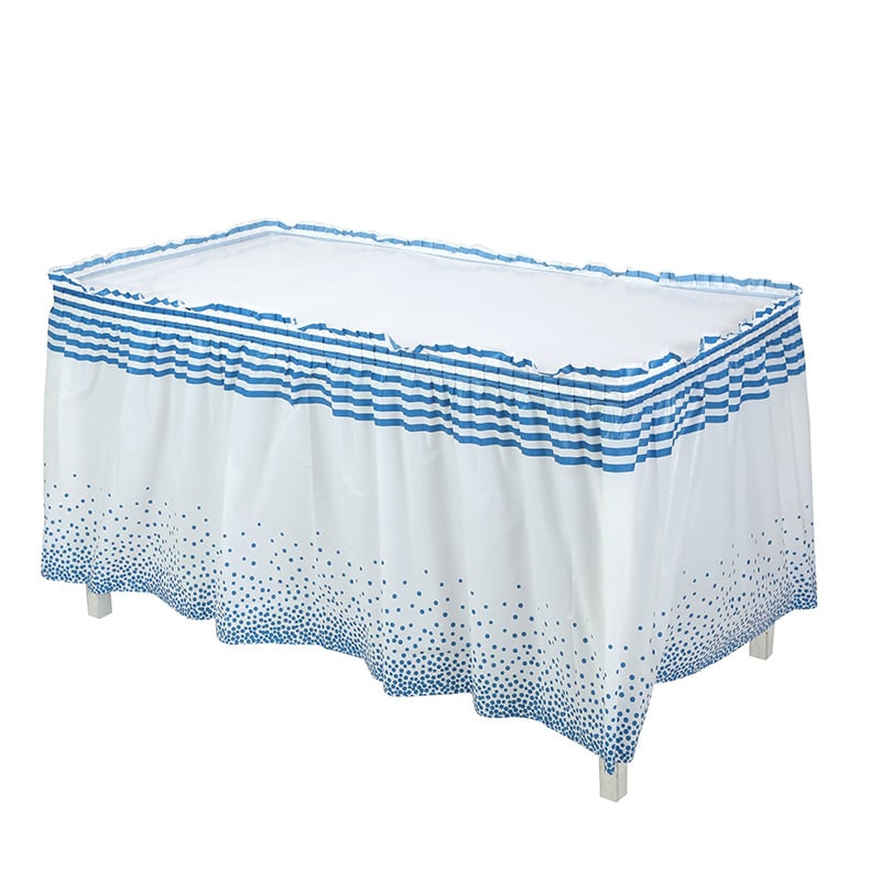 Stalo sijonas, PEVA, taškuotas raštas, stačiakampio formos, modernus minimalistinis stilius, tinkama gimtadienio dekoracijoms