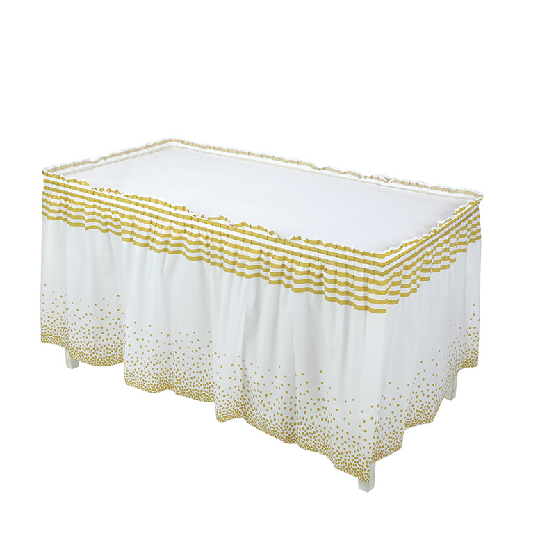 Stalo sijonas, PEVA, taškuotas raštas, stačiakampio formos, modernus minimalistinis stilius, tinkama gimtadienio dekoracijoms