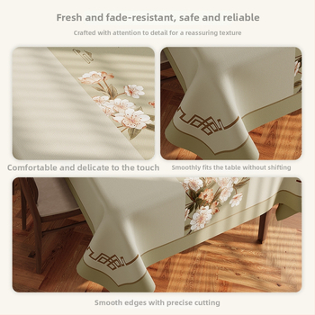 Naujo kinų stiliaus staltiesė, atspari vandeniui PVC, stačiakampio formos, gėlių raštas