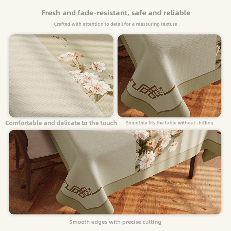 Obrus v novom čínskom štýle, nepremokavý PVC, obdĺžnikový tvar, kvetinový vzor