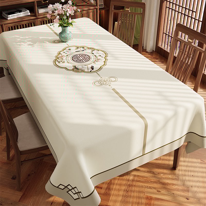 Naujo kinų stiliaus staltiesė, atspari vandeniui PVC, stačiakampio formos, gėlių raštas