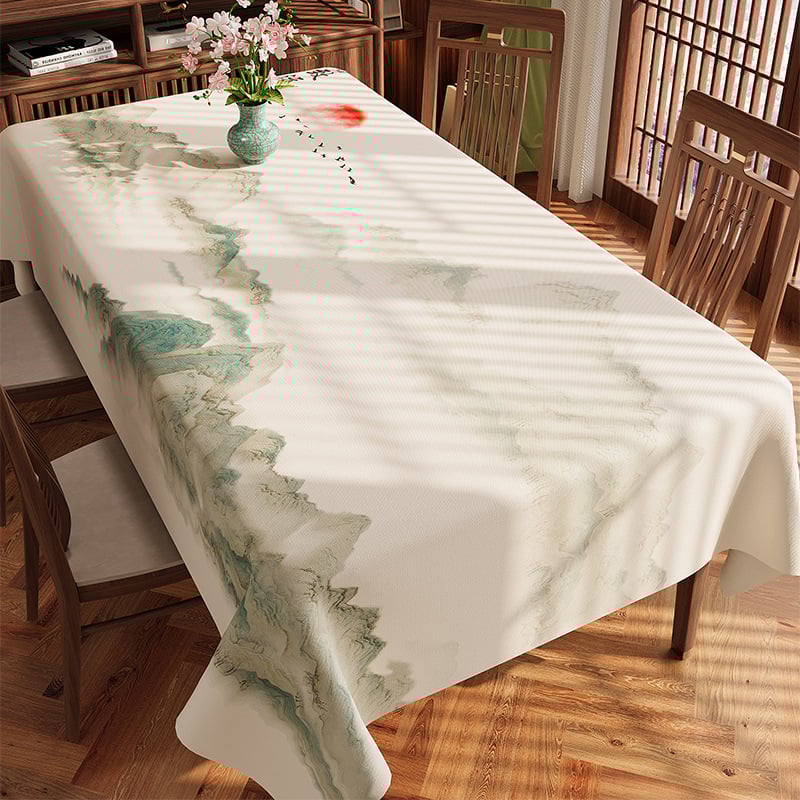 Naujo kinų stiliaus staltiesė, atspari vandeniui PVC, stačiakampio formos, gėlių raštas