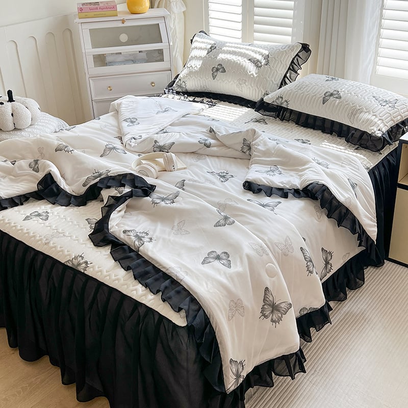 Natūralaus latekso patalynės komplektas su lovos kraštine, 3–4 dalių, latekso kiekis virš 90%, spausdinta audinys, skalbiamas